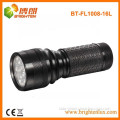 Factory Supply Black Color Aluminum Metal 16 led aaa Flashlight Torch Light With Rubber Grip